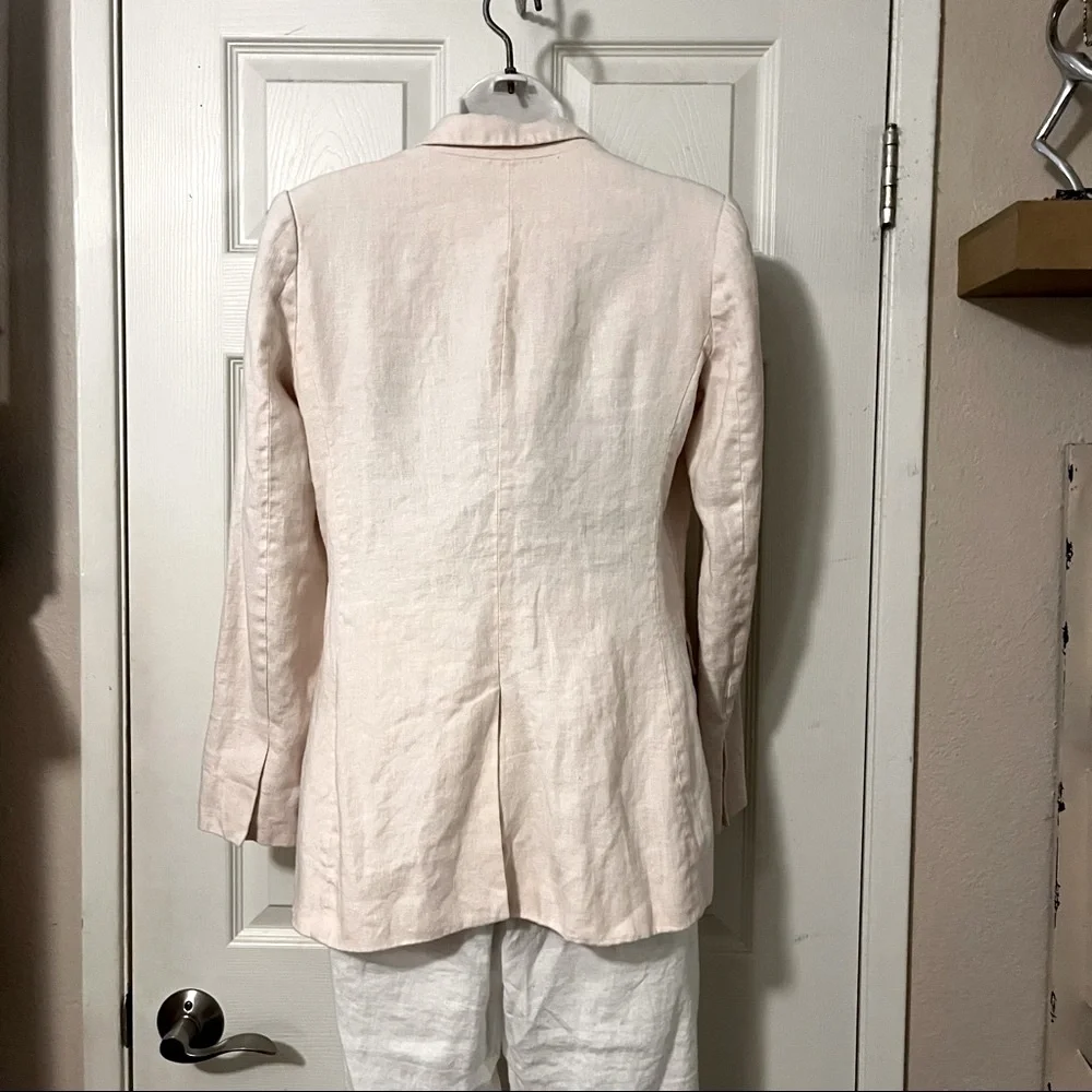 Joie Woman’s Light Baby Powder Pink Champagne One Button Linen Blazer Sz 0